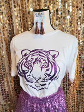 Load image into Gallery viewer, Glitter Tiger Gameday T Shirt Solid Color w/ Sequin Fringe Trim