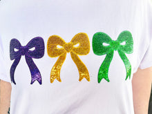 Load image into Gallery viewer, 3 Bow Sequin Mardi Gras Top Lavender