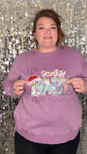 Load image into Gallery viewer, Purple Acid Wash Holiday Sparkles Sequin Patch Sweater
