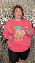 Load image into Gallery viewer, Hot Pink Acid Wash Holiday Sparkles Sequin Patch Sweater
