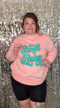 Load image into Gallery viewer, Light Pink Acid Wash Holiday Sparkles Sequin Patch Sweater