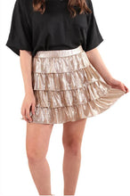 Load image into Gallery viewer, gold-metallic-plus-size-ruffle-sparkle-game day-skirt