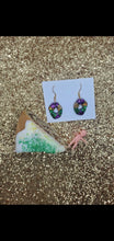 Load image into Gallery viewer, King Cake Dangle Glitter Resin Earrings
