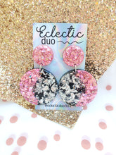 Load image into Gallery viewer, Round Abstract Glitter Foil Sparkle Dangle Earrings
