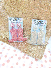 Load image into Gallery viewer, Sparkle Glitter Cowboy Boot Dangle Earrings
