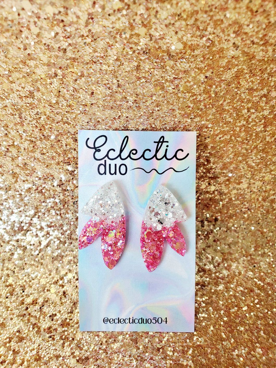 Butterfly Wing Oversized Stud Glitter Earrings