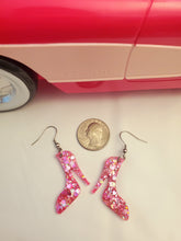 Load image into Gallery viewer, Hot Pink Glitter Barbie Shoes Dangle Earrings
