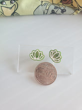 Load image into Gallery viewer, New Orleans Princess Lily Pad Glitter Resin Stud Earrings
