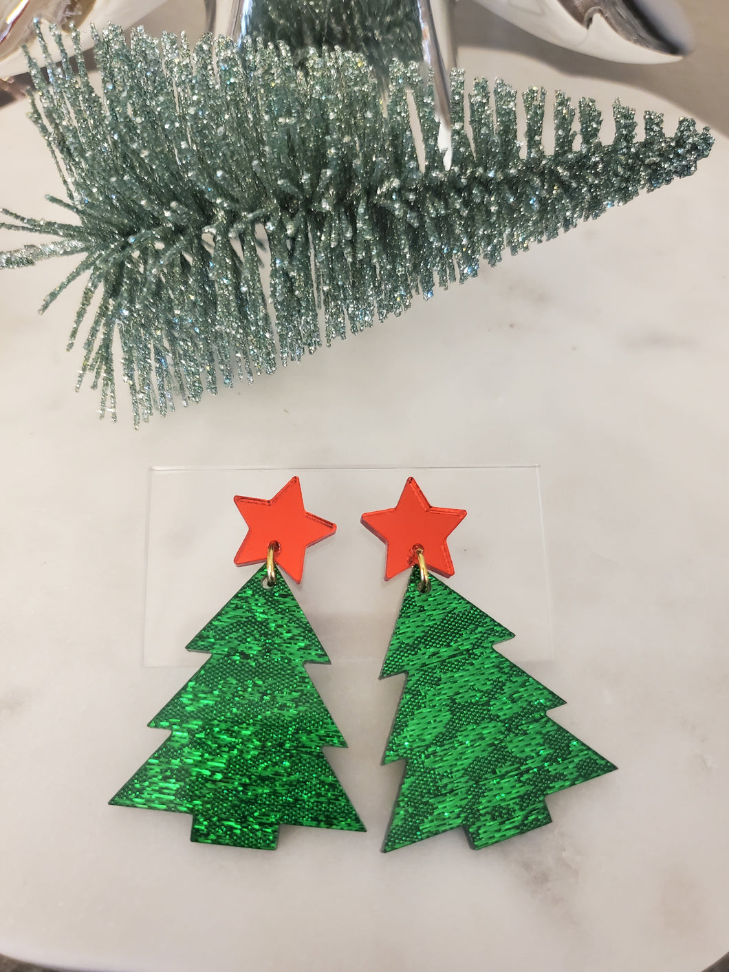 Holiday Shimmer Acrylic Tree Dangles