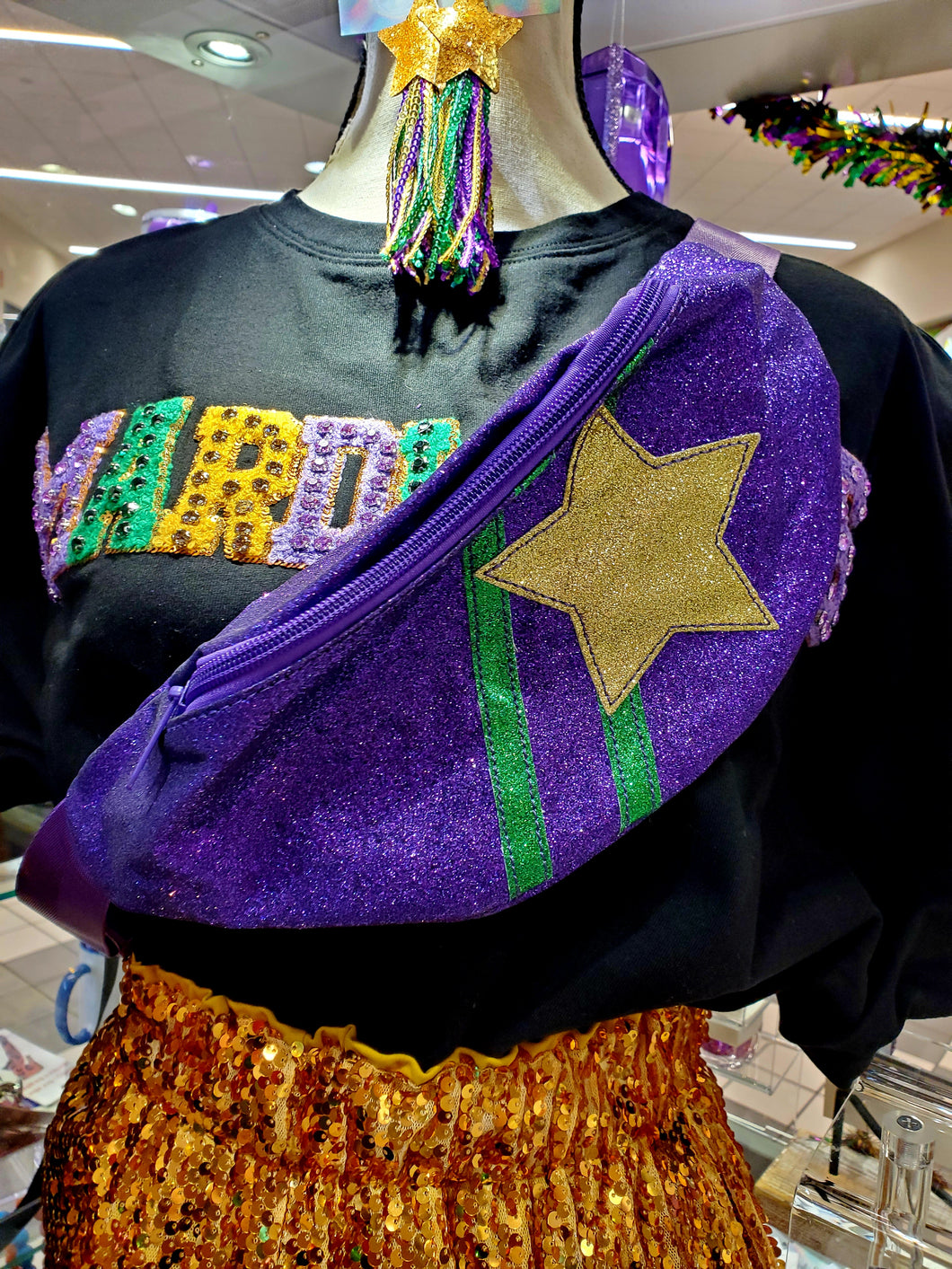 Mardi Gras Star Power Glitter Bum Bag