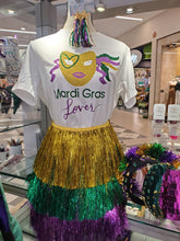 Load image into Gallery viewer, Mardi Gras Lover Sparkle Tee- With Sequin Fringe
