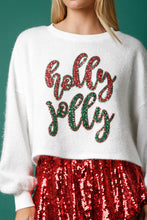 Load image into Gallery viewer, Holly Jolly Metallic Tinsel Sequin Holiday Sweater Crop Fit
