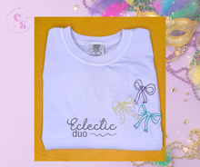Load image into Gallery viewer, Mardi Bows Embroidered Lavender Tee
