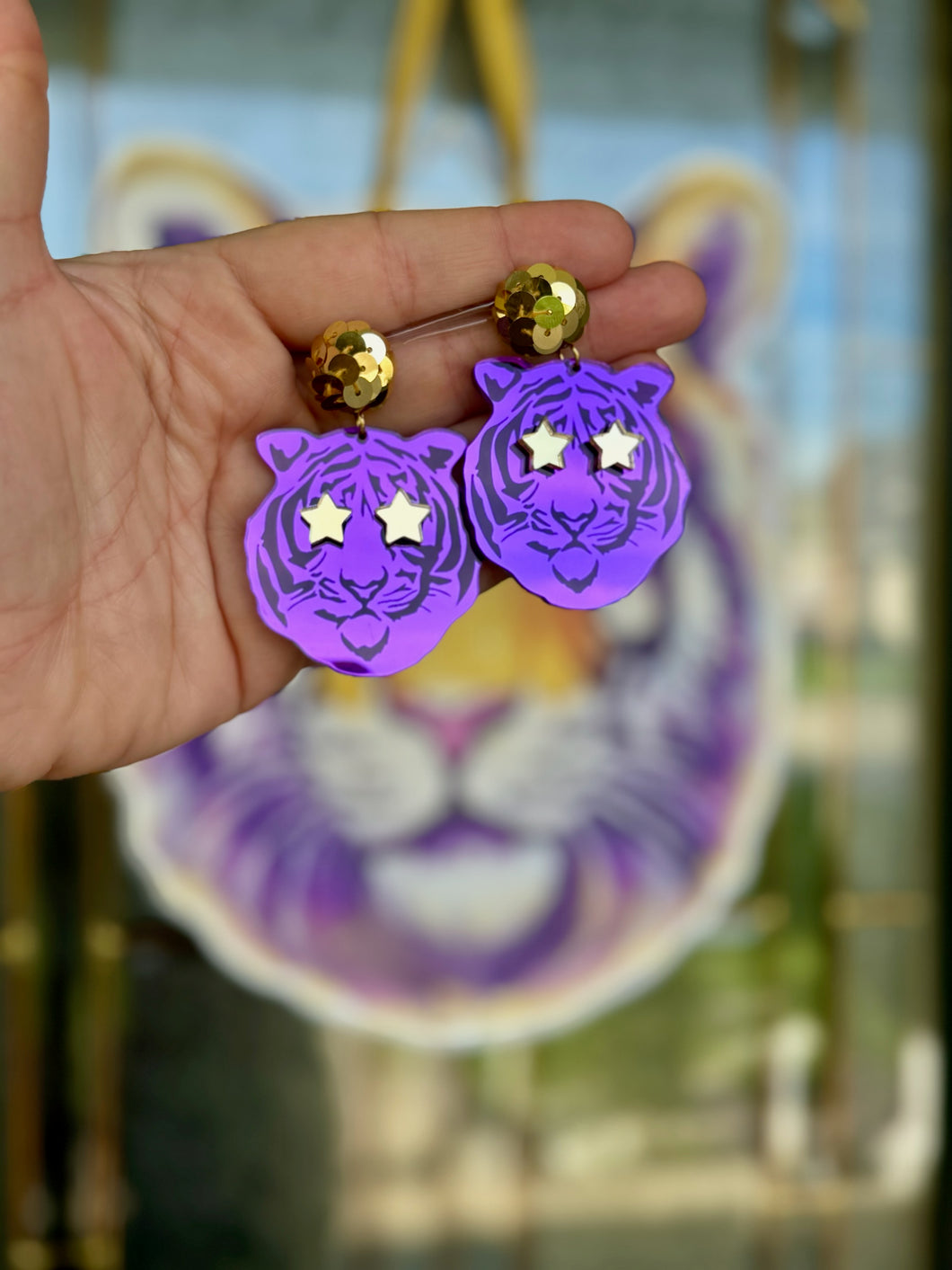 Tiger Starz Acrylic Dangle Earings