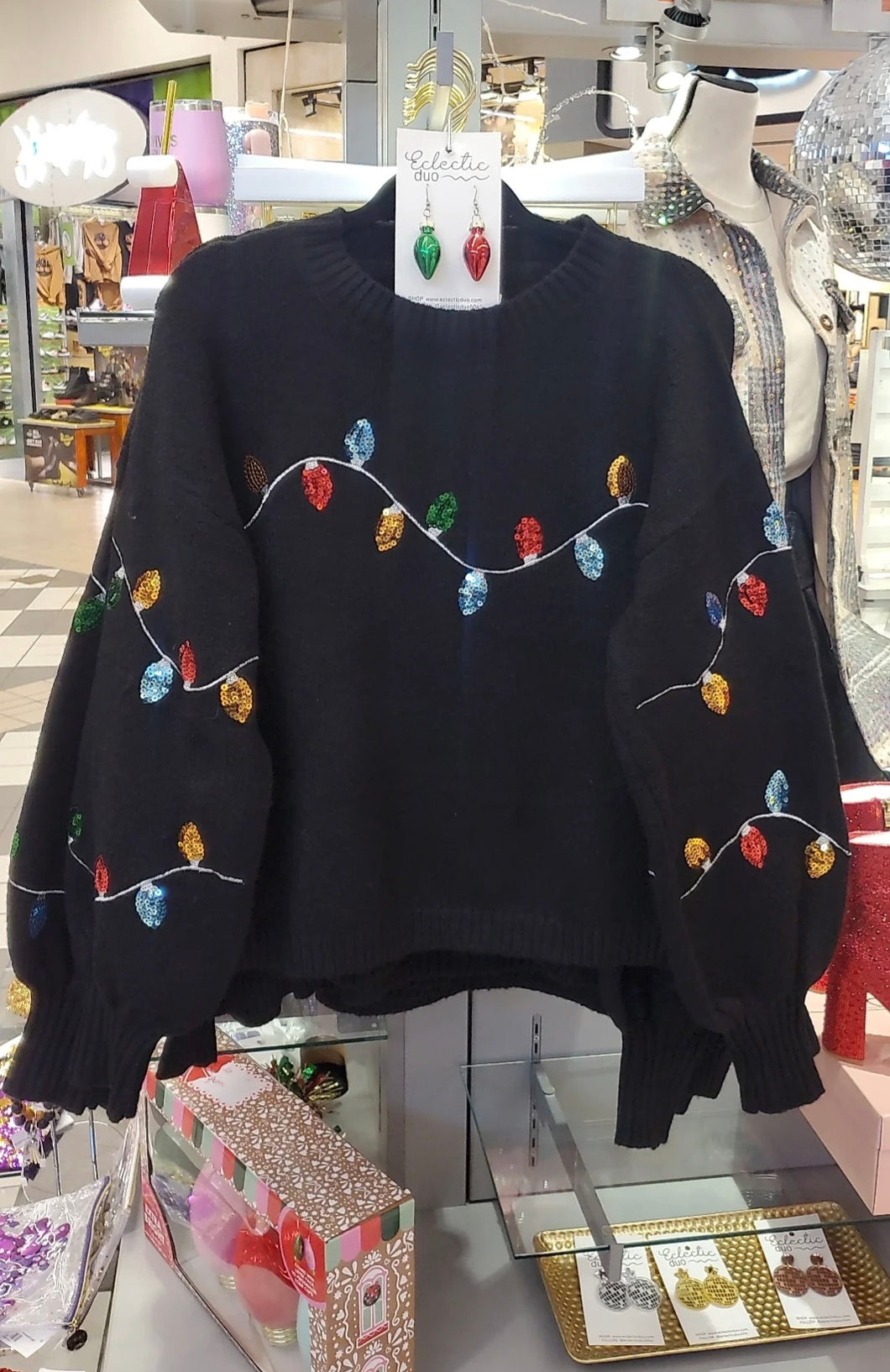 Brightest Lights Sequin Light Bulb String Sweater *FULL SIZE RUN, PLUS SIZE*