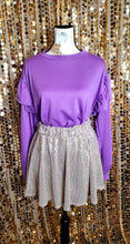 Load image into Gallery viewer, purple-top-game-day-ruffle-longsleeve-brightpurple-flowy-button-tops
