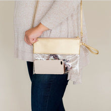 Load image into Gallery viewer, Metallic Gold and Clear Stadium Approved Purse Bag w/Strap
