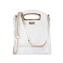 Load image into Gallery viewer, Clearly Classy Clear Bag w/Gold hardware and Detachable Chain Strap

