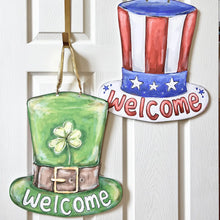 Load image into Gallery viewer, St. Pat&#39;s and July 4th Double Sided hat Door Hanger
