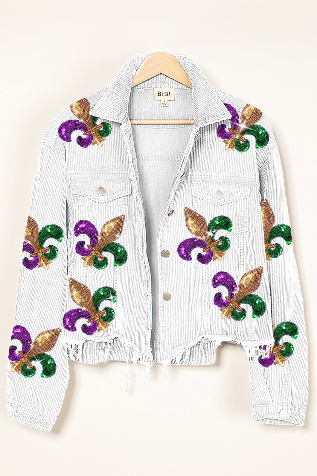 Fleur de Lis Sequin Corded Crop Jacket
