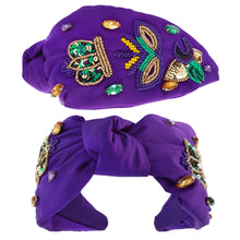 Load image into Gallery viewer, Mardi Gras Mask Sequin Bead Headband
