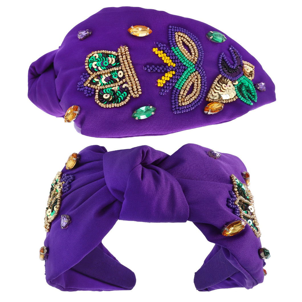 Mardi Gras Mask Sequin Bead Headband