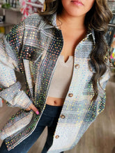 Load image into Gallery viewer, Neutral Sparkles Plaid Sequin Shacket
