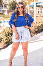 Load image into Gallery viewer, silver-metallic-plus-size-sparkle-game day-shorts-high waist
