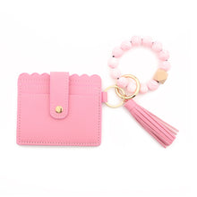 Load image into Gallery viewer, Beaded Silicone Wristlet w/ Wallet + Tassel
