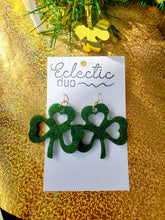Load image into Gallery viewer, Lucky Leaf Oversized Clover Dangle Earrings
