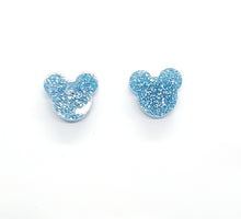 Load image into Gallery viewer, Mouse Ear Stud Earrings- Fine Glitter Small
