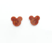 Load image into Gallery viewer, Mouse Ear Stud Earrings- Fine Glitter Small
