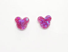 Load image into Gallery viewer, Mouse Ear Stud Earrings- Chunky Glitter Small
