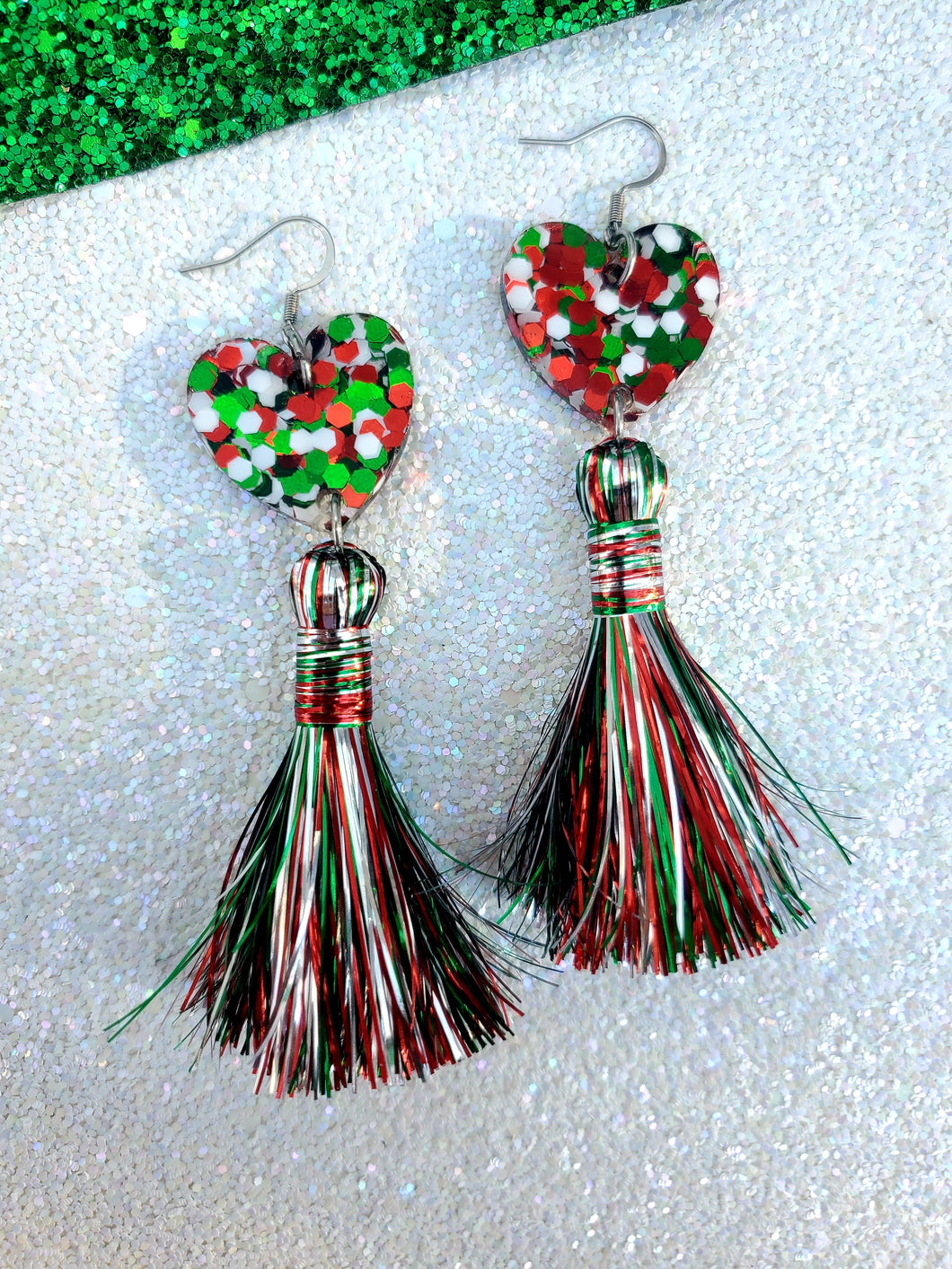 Italian Inspired Metallic Tinsel Tassel Earrings