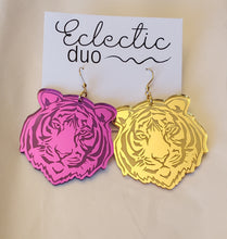 Load image into Gallery viewer, Tiger Face Acrylic Dangle Earrings
