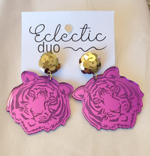 Load image into Gallery viewer, Tiger Face Acrylic Drop Earrings

