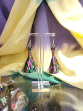 Load image into Gallery viewer, Mardi Gras Metallic Tinsel Tassel Earrings
