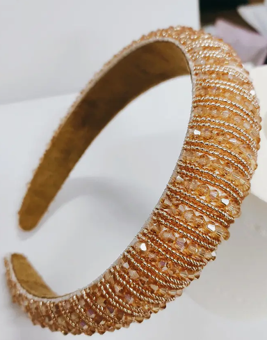 Gold Beaded Crystal Headband